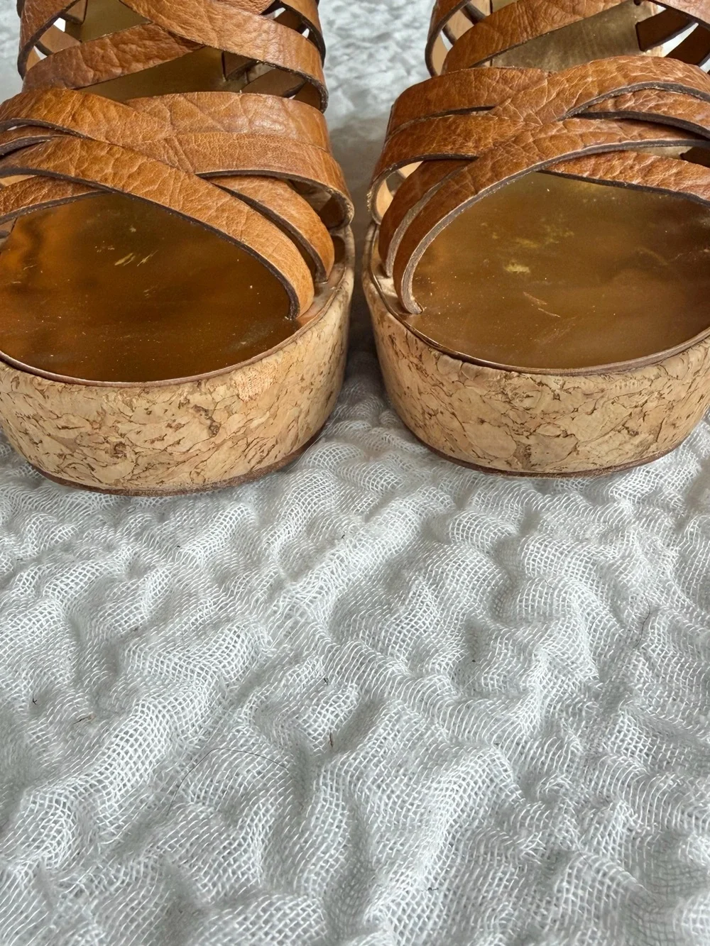Tory Burch Leather Annamarte Strappy Cork Wedge Sandals Size 8.5